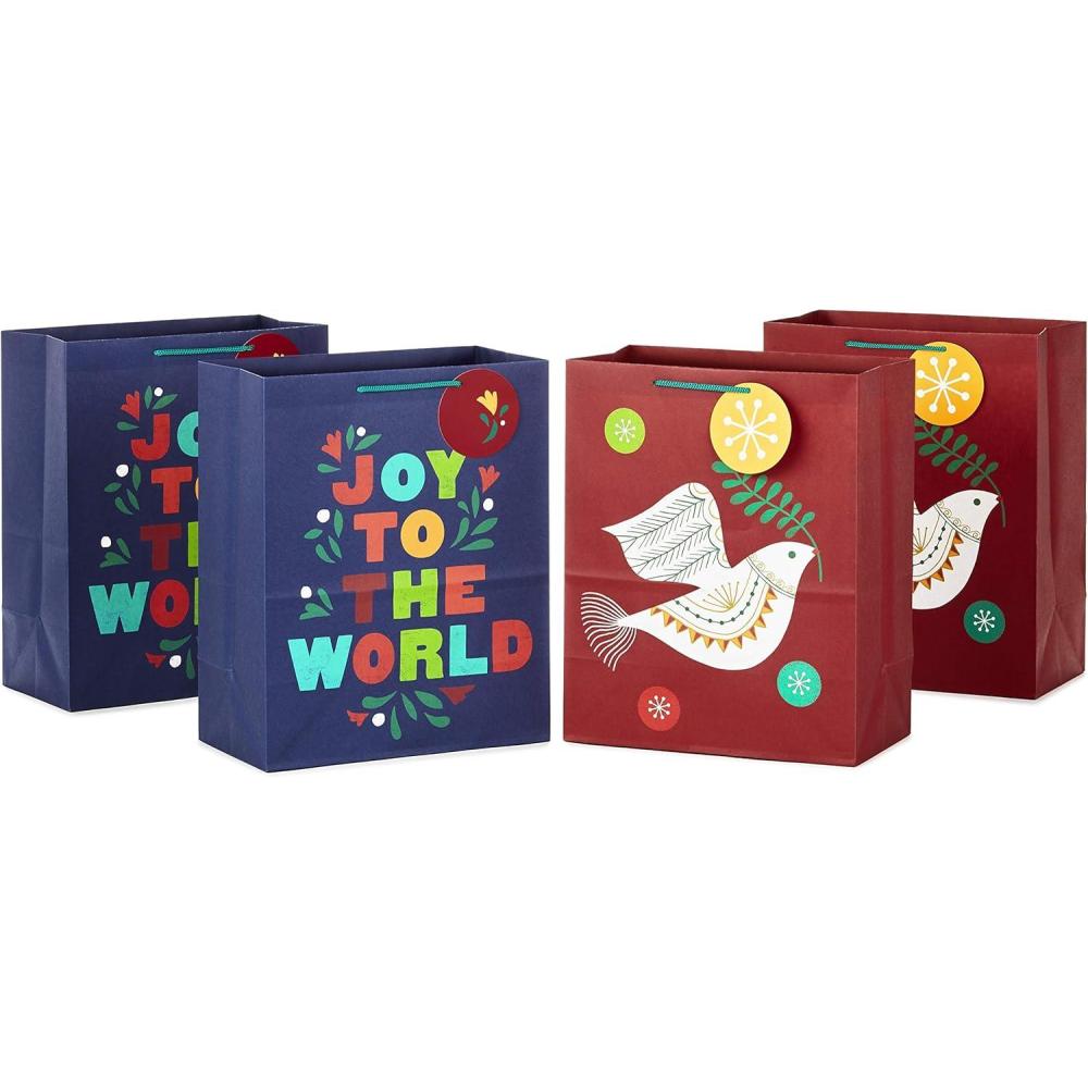 image:imageHallmark VIDA 13 Large Christmas Large Gift Bag Bundle 3 Spanish Gift Bags Feliz Navidad Felices Festas Tree Flowers Colorful OrnamentsPeace Dove  Joy to the World
