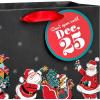 Hallmark Assorted Retro Santa Christmas Gift Bags (8 Bags: 2 Small 6″, 2 Medium 9″, 2 Large 13″, 2 Bottle 13″) Black and Red Plaid, Sleigh, Tree(Black Assortment)