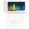 Hallmark Bulk Glittery Holiday Boxed Cards (40 Cards and 40 Envelopes) Fa La La Skiing Penguins, Donut, Pink Garland(Rainbow Trees)