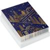Hallmark Bulk Modern Holiday Boxed Cards (40 Cards and 40 Envelopes) Gold Foil Houses and Trees on Navy Blue(Season’s Greetings)