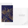 Hallmark Bulk Modern Holiday Boxed Cards (40 Cards and 40 Envelopes) Gold Foil Houses and Trees on Navy Blue(Season’s Greetings)