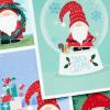 Hallmark Gnome Boxed Christmas Card Assortment (16 Cards and Envelopes) Snow globe, Mushrooms, Wreath, Sled(Gnome Holiday Cards)