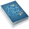 Hallmark Modern Folk Art Holiday Boxed Cards (16 Cards and 16 Envelopes) Gold Foil Peace, Pink and Blue Flowers and Animals(Joy to the World)