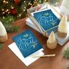 Hallmark Modern Folk Art Holiday Boxed Cards (16 Cards and 16 Envelopes) Gold Foil Peace, Pink and Blue Flowers and Animals(Joy to the World)