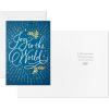 Hallmark Modern Folk Art Holiday Boxed Cards (16 Cards and 16 Envelopes) Gold Foil Peace, Pink and Blue Flowers and Animals(Joy to the World)