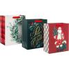 Hallmark 13″ Large Christmas Gift Bag Bundle (3 Bags: Vintage Santa, Wreath, Peace on Earth with Cardinals) Forest Green, Burgundy, Cream(Vintage Santa  Wreath  “Peace on Earth” with Cardinals)