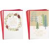 Hallmark Pack of Peanuts Christmas Cards, Ice Skating (10 Cards with Envelopes)(Rustic Wreath  6 Cards with Envelopes)
