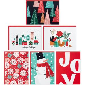 Hallmark Blank Holiday Note Card Assortment (36 Blank Cards and 36 Envelopes) Snowman, Plants, Snowflakes, Retro Trees, Joy(Snowman  Plants  Snoflakes  Retro Trees)