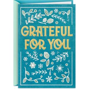 Hallmark Christmas Thank You Card (Grateful For You) for Teachers, Coworkers, Essential Workers(5 inches x 7.2 inches)