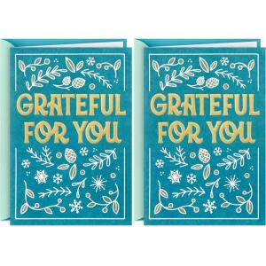 Hallmark Christmas Thank You Card (Grateful For You) for Teachers, Coworkers, Essential Workers(5 inches x 7.2 inches (Pack of 2))