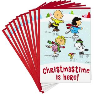 Hallmark Pack of Peanuts Christmas Cards, Ice Skating (10 Cards with Envelopes)(Multicolor)