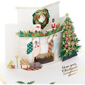 Hallmark Signature Pop Up Christmas Card (3D Christmas Tree Ornament)(Fireplace Scene Pop Up)
