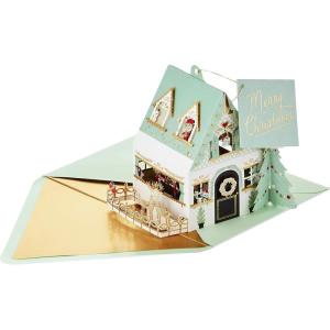 Hallmark Signature Pop Up Christmas Card (3D Christmas Tree Ornament)(Santa’s House Pop Up Ornament)