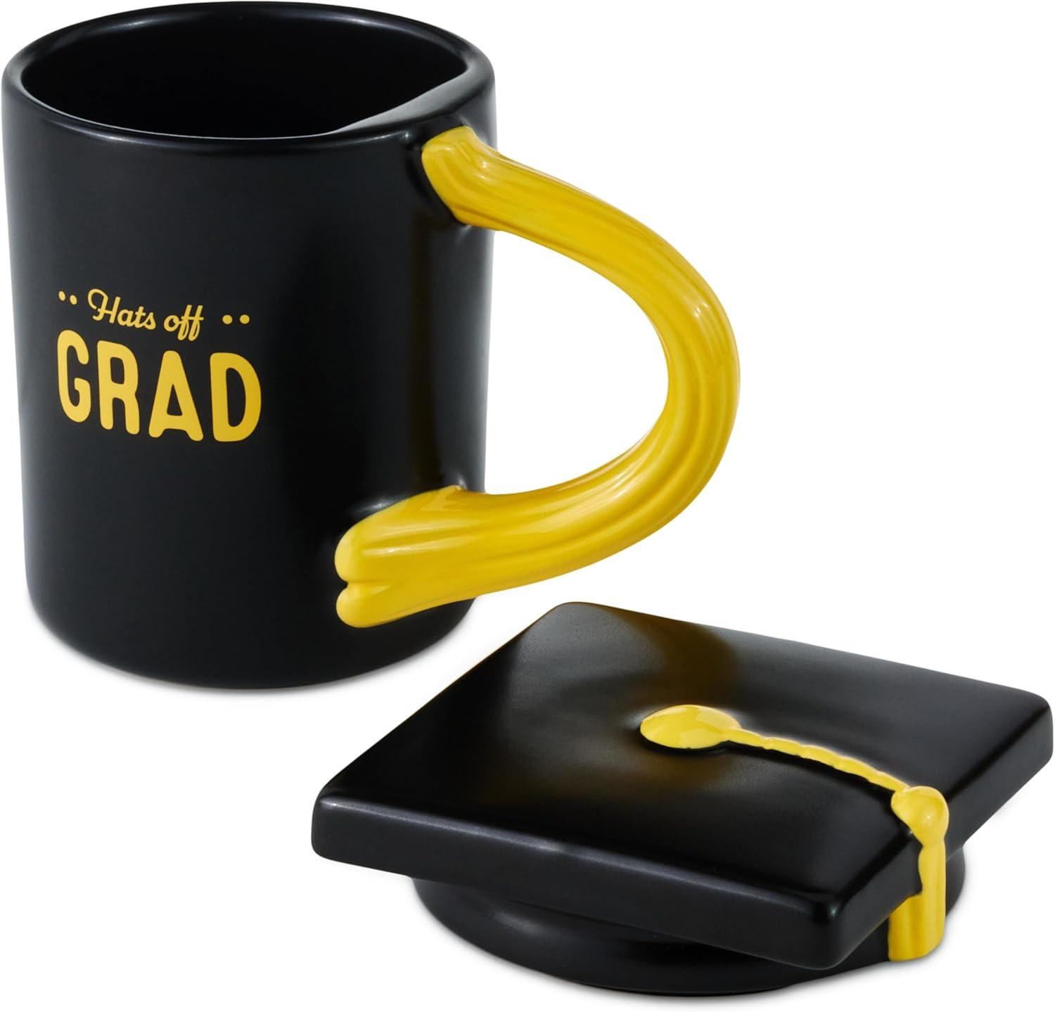 image:imageHallmark Sculpted Mug With Mortarboard Cap Lid 15 oz Hats Off Grad Gift for High School Graduations College Grandson GranddaughterHats Off Grad Mug