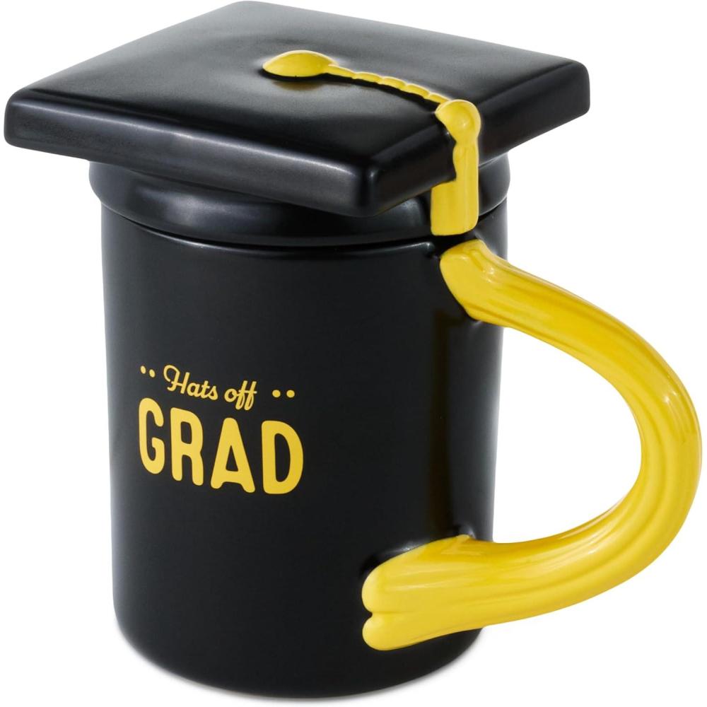 image:imageHallmark Sculpted Mug With Mortarboard Cap Lid 15 oz Hats Off Grad Gift for High School Graduations College Grandson GranddaughterHats Off Grad Mug