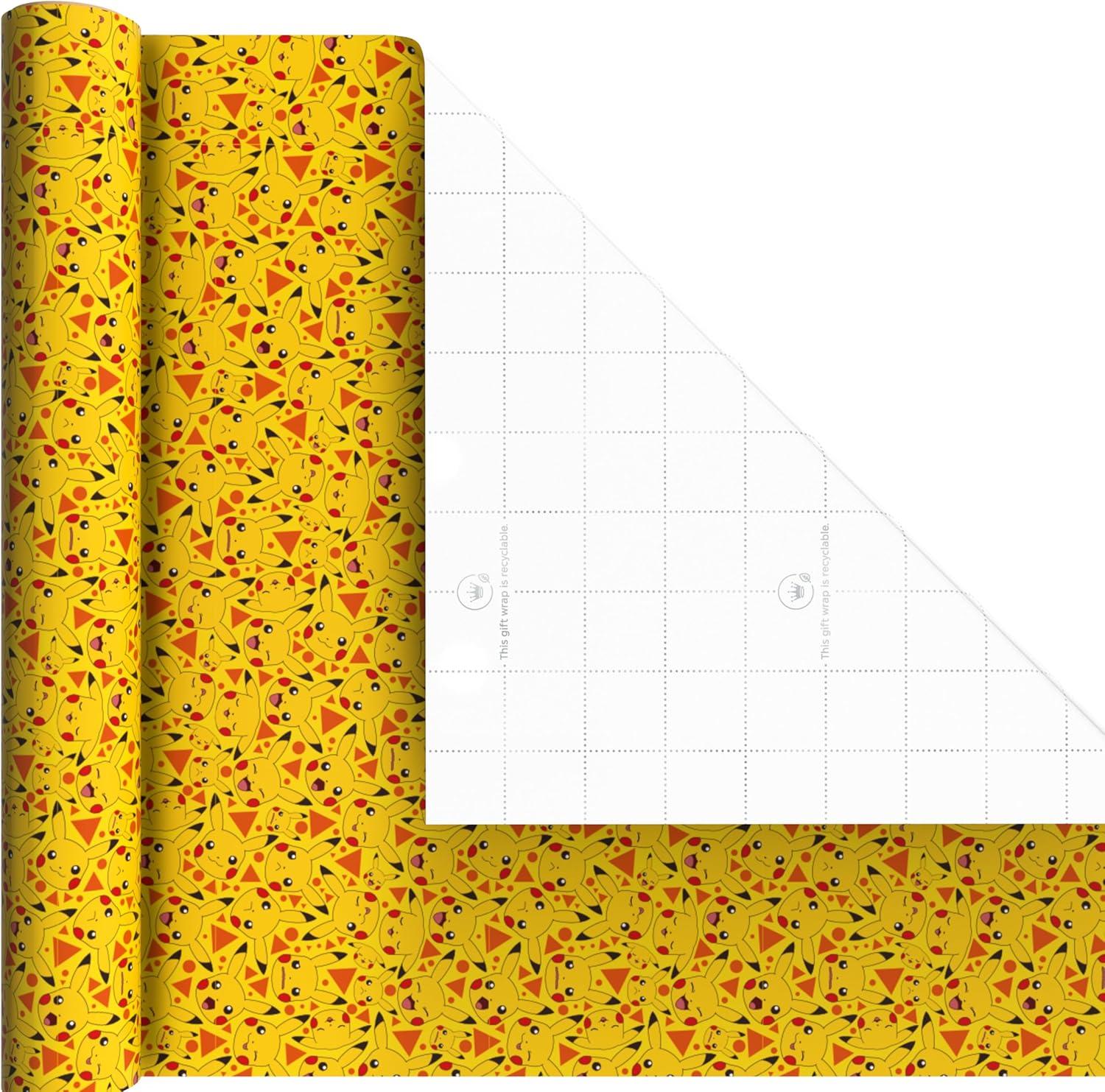 image:imageHallmark Pokmon Wrapping Paper Mini Rolls 3Pack Pikachu Squirtle Charmander Jigglypuff Bulbasaur for Birthdays Graduations Christmas Gamers Kids Any Occasion 45 Sq Ft Total