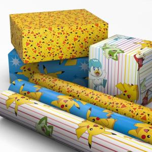 Hallmark Pokémon Wrapping Paper Mini Rolls, 3-Pack (Pikachu, Squirtle, Charmander, Jigglypuff, Bulbasaur) for Birthdays, Graduations, Christmas, Gamers, Kids, Any Occasion – 45 Sq. Ft. Total