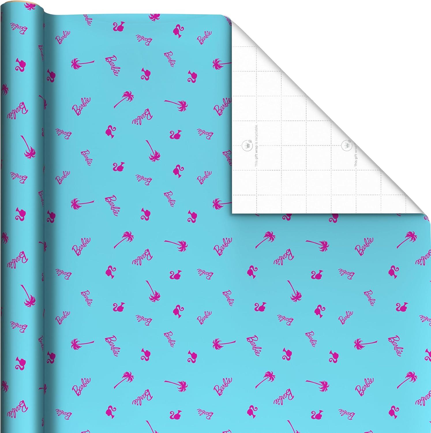 image:imageHallmark Pink and Blue Barbie Wrapping Paper Rolls 3 Rolls 60 Sq Ft Total for Birthdays Kids Teens Galentines Day Mothers Day Bridal Showers