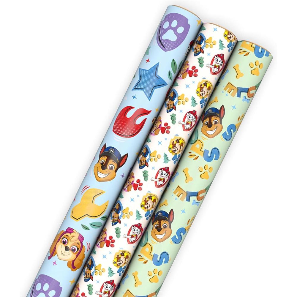 image:imageHallmark Paw Patrol Wrapping Paper Rolls 3 Rolls 60 Sq Ft Total for Kids Grandchildren Birthdays Christmas Valentines DayPaw Patrol