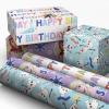 Hallmark Disney Frozen Birthday Wrapping Paper Mini Rolls, 3-Pack (Elsa and Anna on Purple, Olaf on Blue) for Kids Parties, Christmas, Celebrations, Any Occasion – 45 Sq. Ft. Total