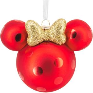 Hallmark Christmas Ornament, Disney Minnie Mouse Ears Icon Ornament, Blown Glass, Gifts for Disney Fans