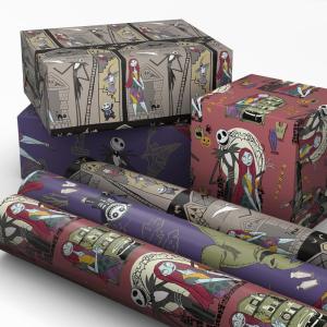 Hallmark Nightmare Before Christmas Wrapping Paper Mini Rolls, 3-Pack (Jack Skellington, Sally, Zero on Pink, Purple, Black) for Birthdays, Valentine’s Day, Halloween, Any Occasion – 45 Sq. Ft. Total