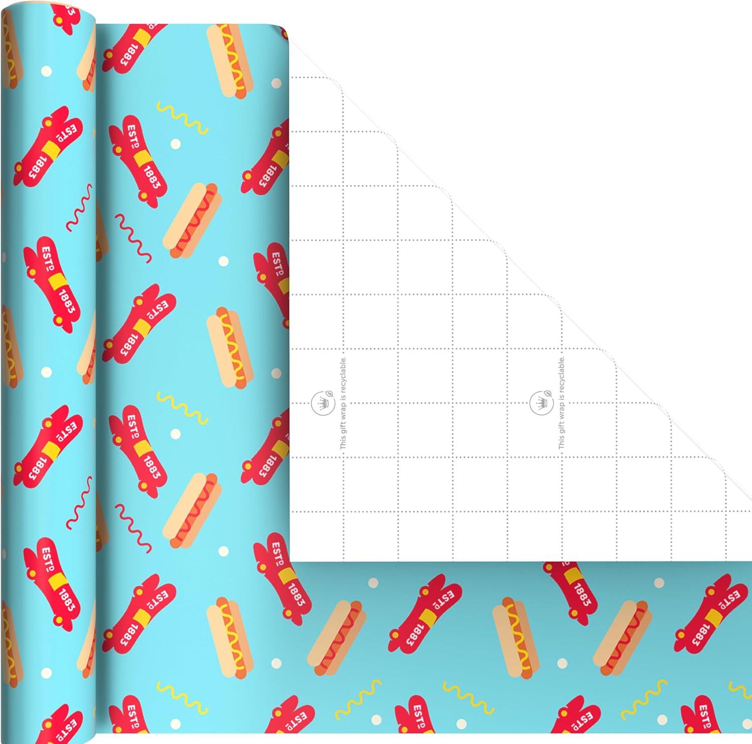 image:imageHallmark Heinz Wrapping Paper Mini Rolls 3Pack Ketchup Mustard Hotdogs Wienermobile for Birthdays Graduations Fathers Day Celebrations Any Occasion 45 Sq Ft Total