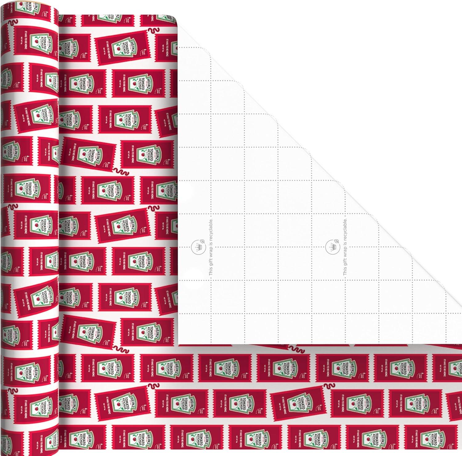 image:imageHallmark Heinz Wrapping Paper Mini Rolls 3Pack Ketchup Mustard Hotdogs Wienermobile for Birthdays Graduations Fathers Day Celebrations Any Occasion 45 Sq Ft Total