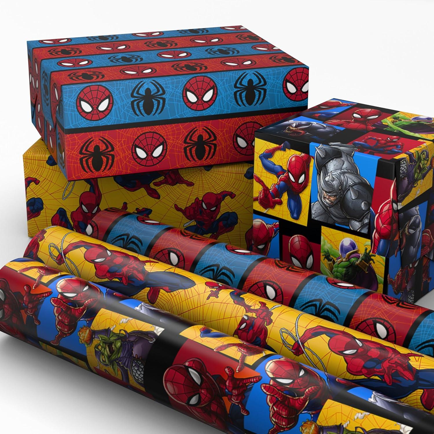 image:imageHallmark Marvel SpiderMan Wrapping Paper Rolls 3 Rolls 60 Sq Ft Total for Kids Fans Gamers Birthdays Fathers Day Christmas