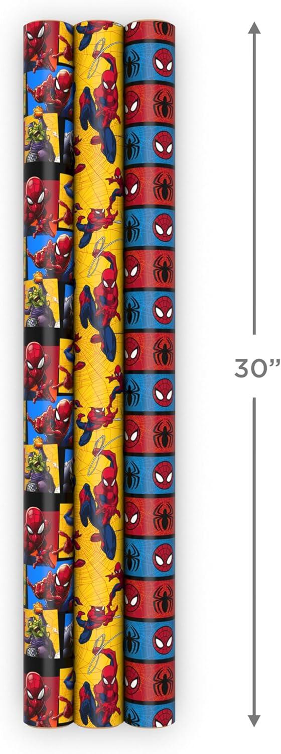 image:imageHallmark Marvel SpiderMan Wrapping Paper Rolls 3 Rolls 60 Sq Ft Total for Kids Fans Gamers Birthdays Fathers Day Christmas