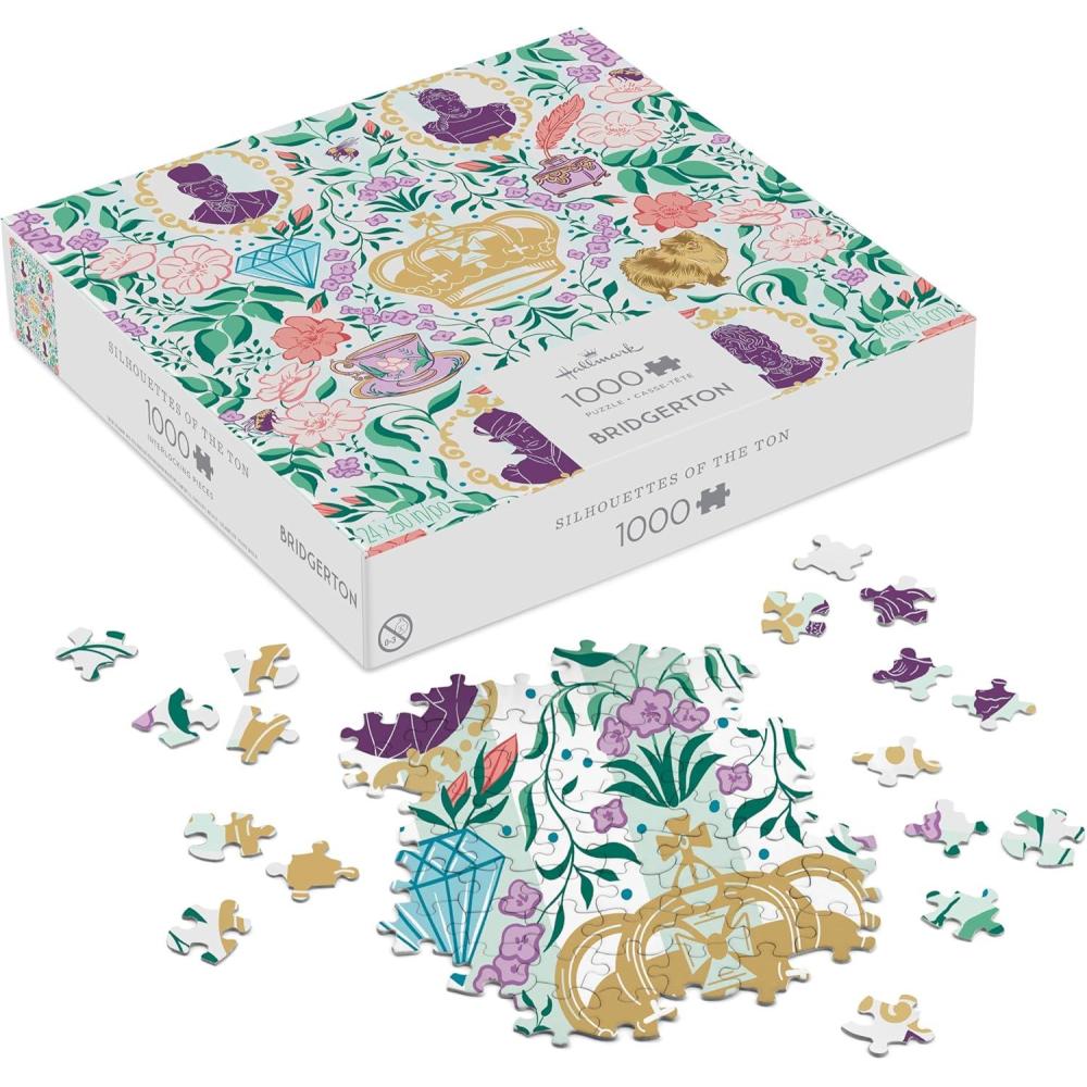 image:imageHallmark Bridgerton 1000Piece Jigsaw Puzzle Ton Silhouettes on Floral for Birthdays Easter Mothers Day Christmas