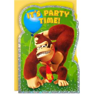 Hallmark Nintendo Donkey Kong Birthday Card (Barrels of Fun) for Kids, Teens, Gamers