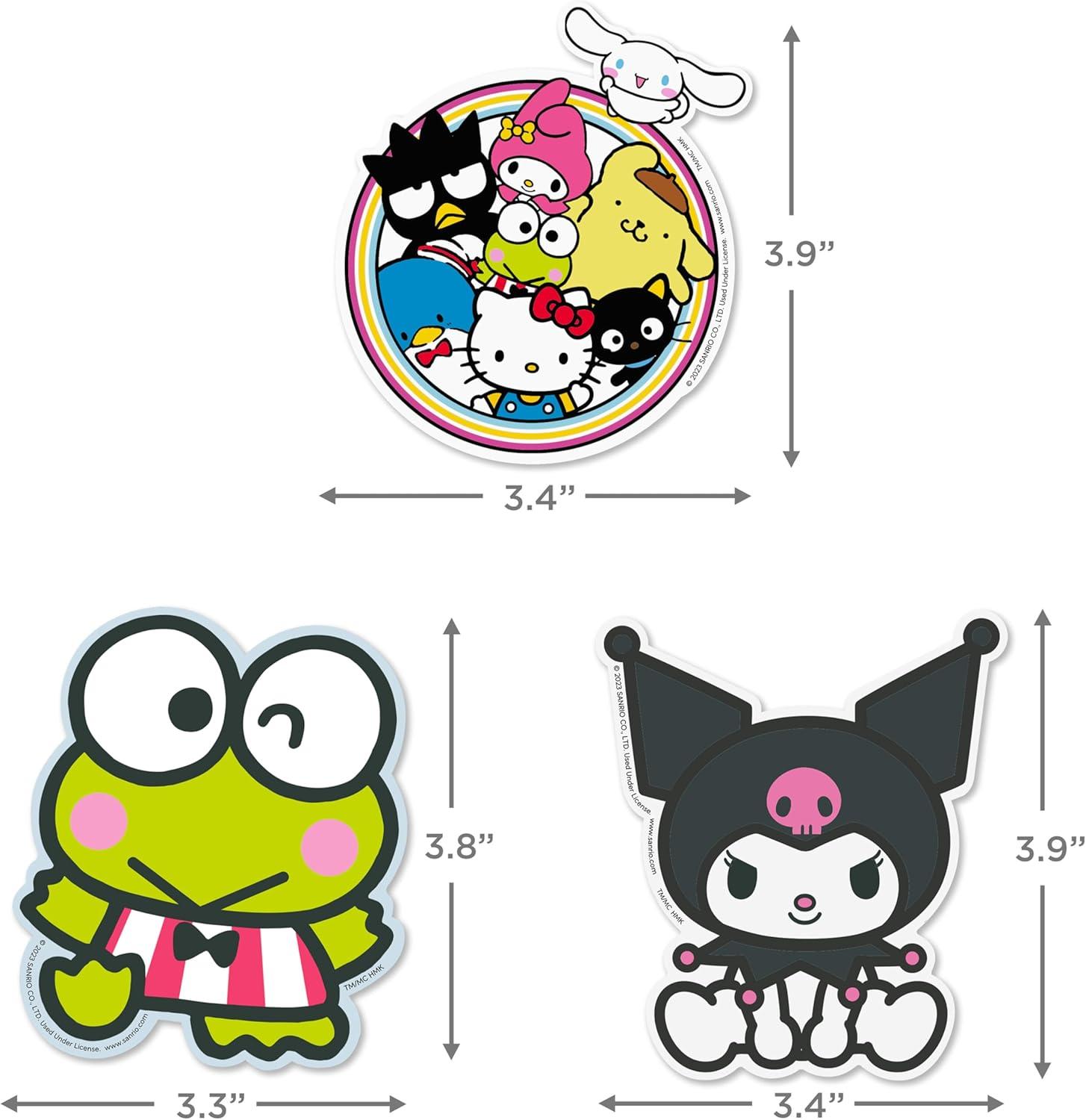 image:imageHallmark Hello Kitty Pack of 3 Stickers for Water Bottles Planners Notebooks Wall Hello Kitty and Friends Keroppi and Kuromi Decals for Kids Teens Adults