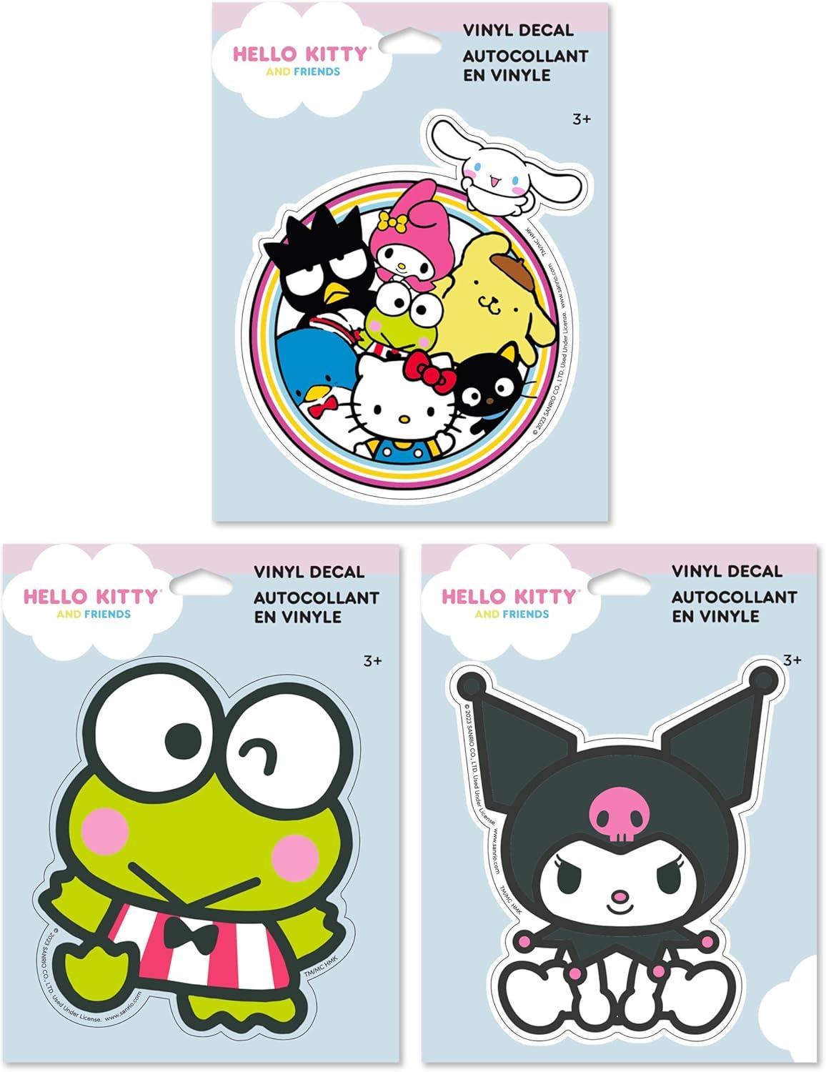 image:imageHallmark Hello Kitty Pack of 3 Stickers for Water Bottles Planners Notebooks Wall Hello Kitty and Friends Keroppi and Kuromi Decals for Kids Teens Adults