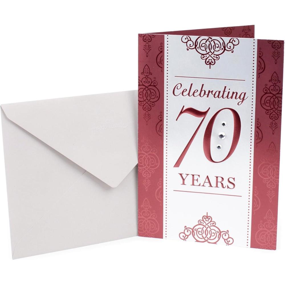 image:imageHallmark 70th Birthday Greeting Card Scrollwork Pattern