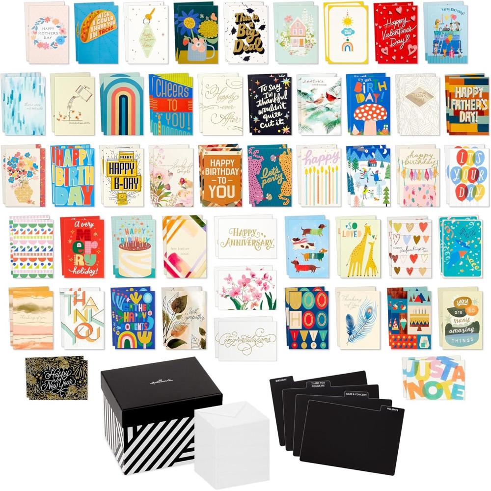 image:imageHallmark Bulk Greeting Card Assortment with Organizer 100 Cards with Envelopes Birthday Cards Thank You Cards Wedding Cards Sympathy Cards Holiday Cards Congrats Cards