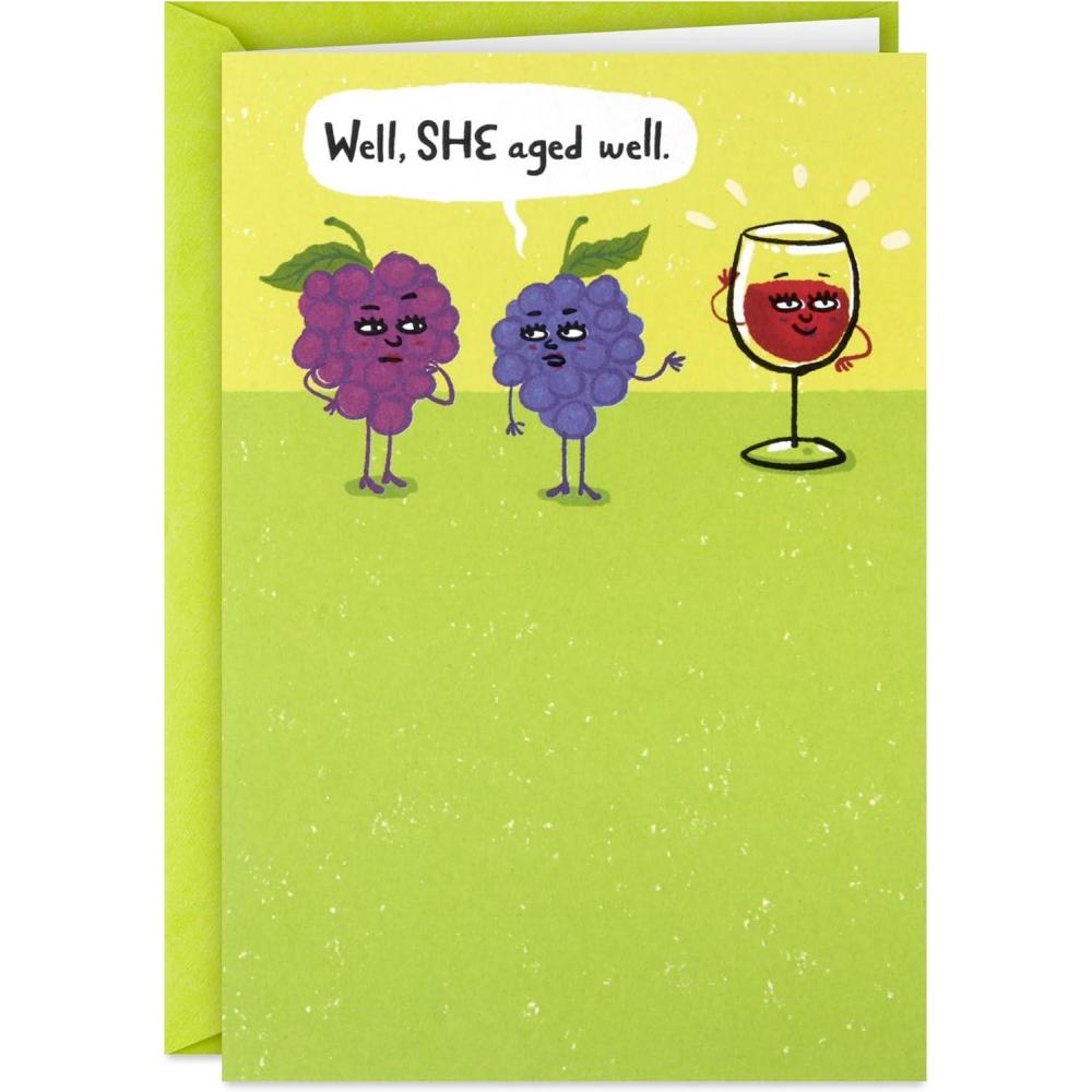 image:imageHallmark Shoebox Funny Mothers Day Card for Mom Those Kids are Dumb Minimalist Teal with White LetteringWine and Grapes