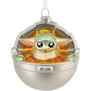 Hallmark Christmas Ornament, Star Wars: The Mandalorian Grogu in Pram Ornament, Blown Glass, Gifts for Star Wars Fans