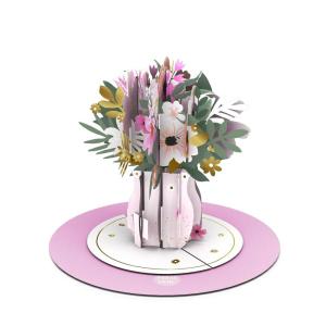 Hallmark Paper Wonder Spinning Pop-Up Floral Card with Music (Thinking of You) Pink, White and Gold Flower Bouquet