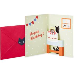 Hallmark Pop Up Birthday Card (Cat and Friend with Birthday Cake)(Cat and Friend with Birthday Cake)