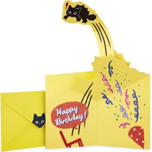 Hallmark Pop Up Birthday Card (Cat and Friend with Birthday Cake)(Surprised Cat)