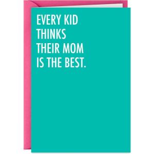 Hallmark Shoebox Funny Mother’s Day Card for Mom (Those Kids are Dumb) Minimalist Teal with White Lettering(Those Kids Are Dumb)