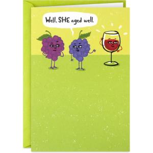 Hallmark Shoebox Funny Mother’s Day Card for Mom (Those Kids are Dumb) Minimalist Teal with White Lettering(Wine and Grapes)