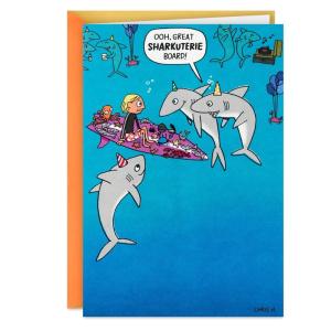 Hallmark Shoebox Funny Shark Birthday Card (Sharkuterie Board) for Friends, Coworkers, Surfers