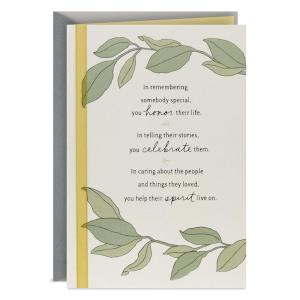 Hallmark Sympathy Card (Honor and Celebrate Them) Bereavement, Loss of a Loved One, Celebration of Life Card