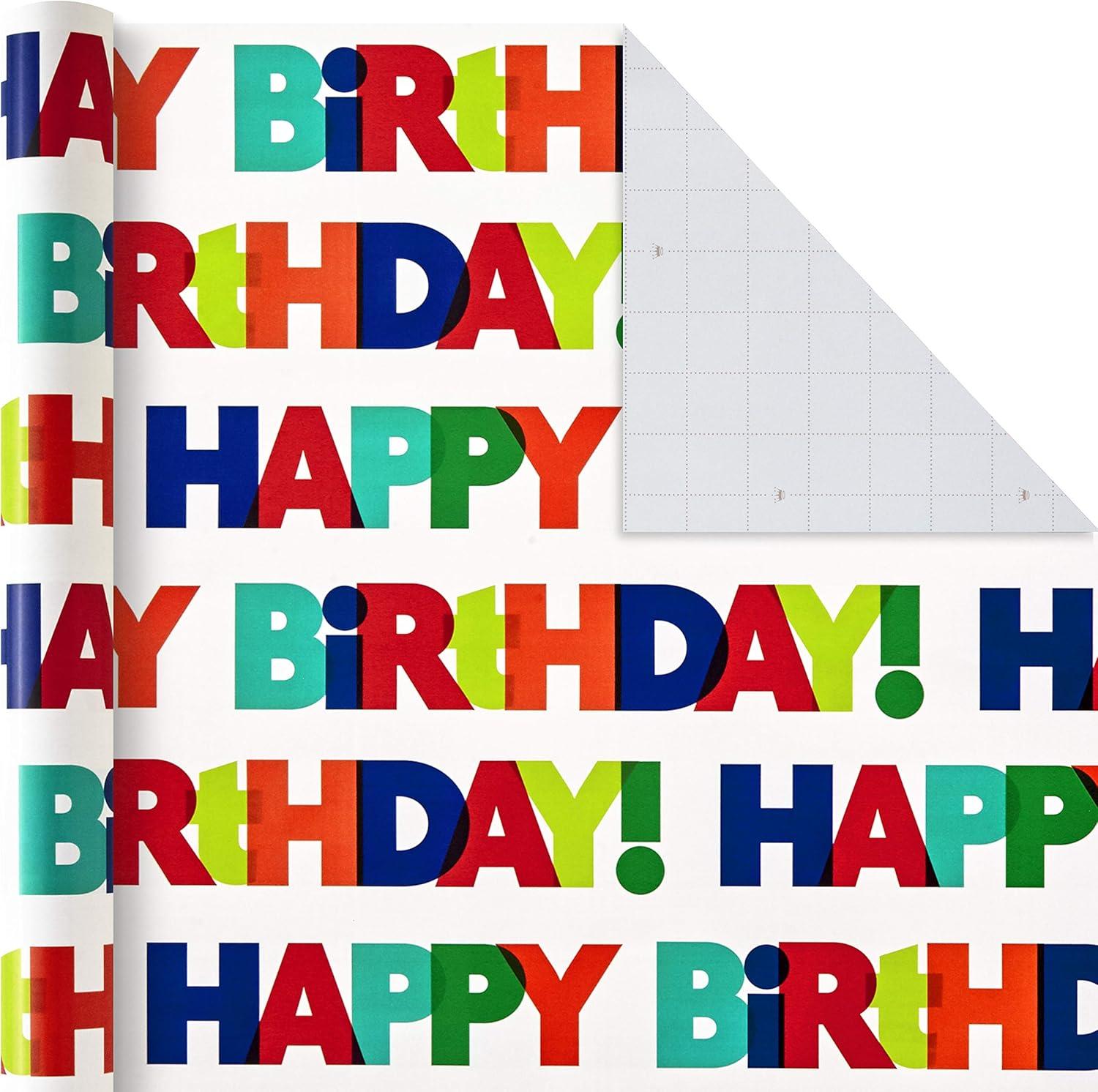 image:imageHallmark Birthday Wrapping Paper Mini Rolls 3Pack Navy Blue and Teal Stripes Orange and Yellow Mod Circles for Graduations Fathers Day Easter Any Occasion 60 Sq Ft TotalAll Occasion 6 Rolls