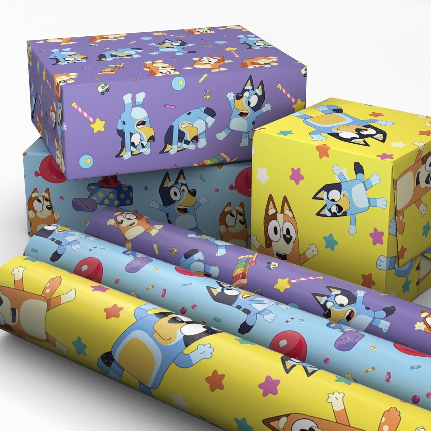 image:imageHallmark Kids Birthday Wrapping Paper Mini Rolls 3Pack Monsters Cars Stripes Blue with White Polka Dots for Birthdays Kids Parties Celebrations Any Occasion 60 Sq Ft TotalBluey 3 Rolls
