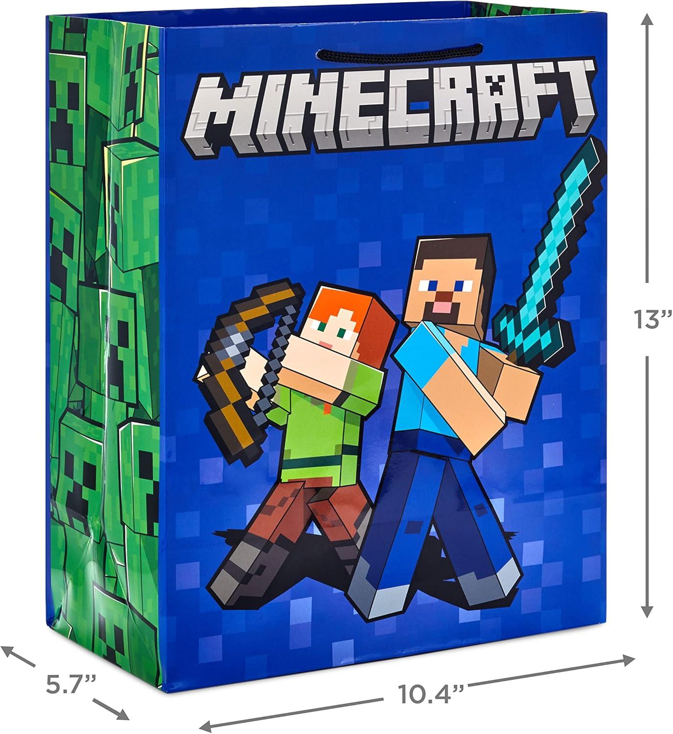 image:imageHallmark Minecraft Wrapping Paper Mini Rolls 3Pack Zombie Chicken TNT Pig for Birthdays Graduations Christmas Gamers Kids Parties Any Occasion 45 Sq Ft TotalMinecraft 2 Gift Bags