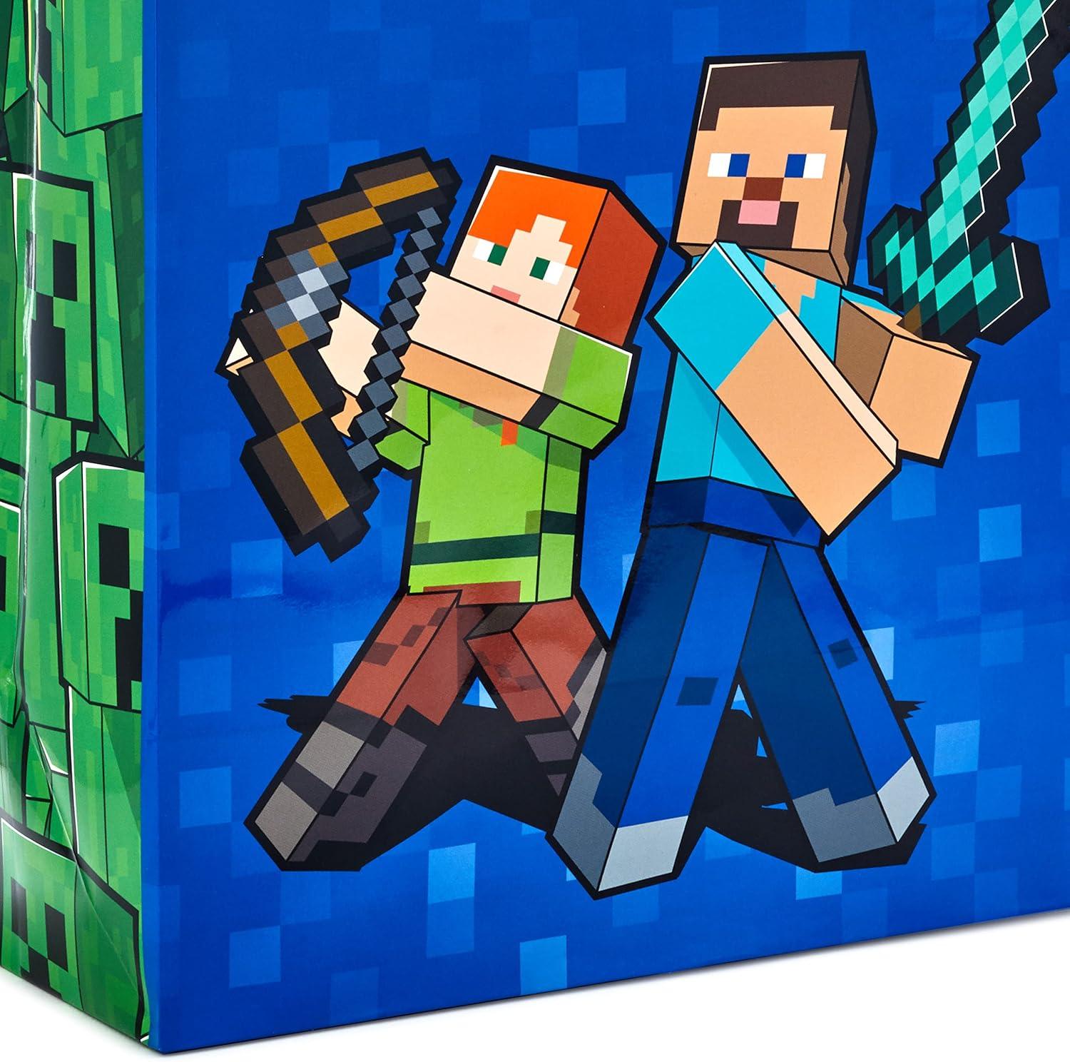image:imageHallmark Minecraft Wrapping Paper Mini Rolls 3Pack Zombie Chicken TNT Pig for Birthdays Graduations Christmas Gamers Kids Parties Any Occasion 45 Sq Ft TotalMinecraft 2 Gift Bags