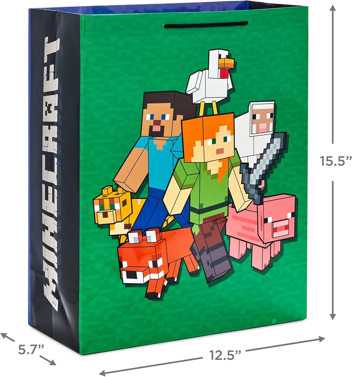 image:imageHallmark Minecraft Wrapping Paper Mini Rolls 3Pack Zombie Chicken TNT Pig for Birthdays Graduations Christmas Gamers Kids Parties Any Occasion 45 Sq Ft TotalMinecraft 2 Gift Bags